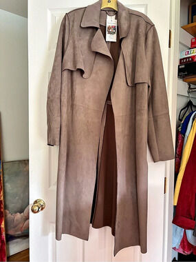 H&M Faux Suede Trenchcoat Women's Brown, Medium